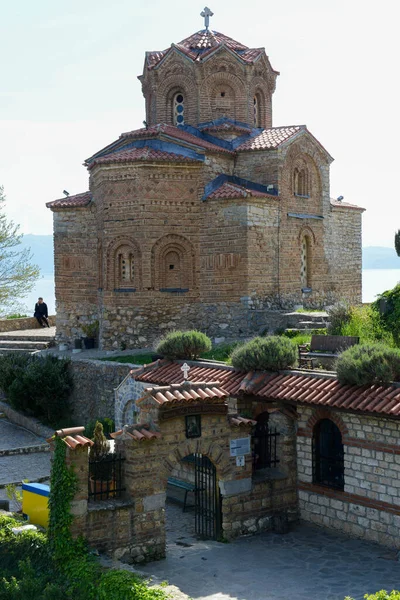 Vista Iglesia San Juan Lago Ohrid Macedonia — Foto de Stock