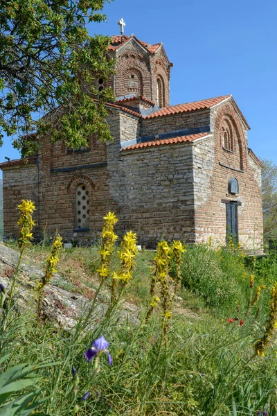 Vista Iglesia San Juan Lago Ohrid Macedonia — Foto de Stock