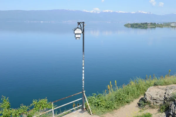 Farola Frontera Del Lago Ohrid Macedonia — Foto de Stock