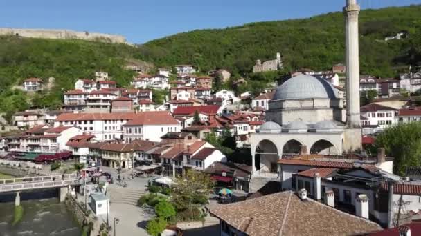 Drone Uitzicht Stad Prizren Kosovo — Stockvideo