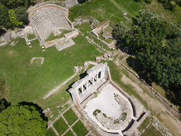 阿尔巴尼亚阿波罗尼亚罗马考古公园的Drone视图 — 图库照片