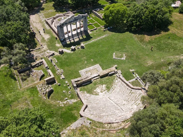 阿尔巴尼亚阿波罗尼亚罗马考古公园的Drone视图 — 图库照片