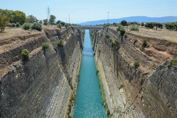 Kilátás Korinthoszi Csatornára Görögországban — Stock Fotó
