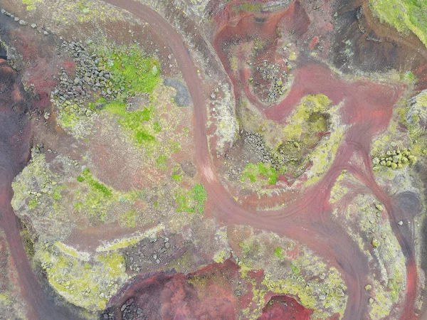 Drone View Landscape Kerio Crater Island Iceland — Zdjęcie stockowe