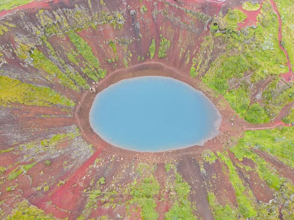 Drone View Kerio Crater Island Iceland — стоковое фото
