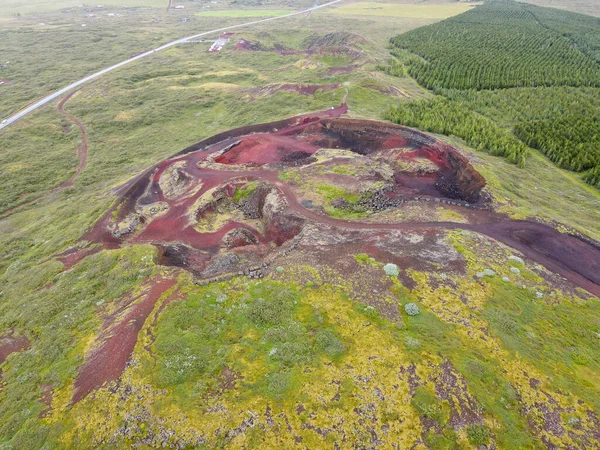 Drone View Landscape Kerio Crater Island Iceland — Fotografia de Stock