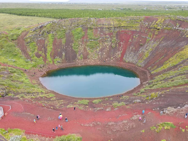 Drone View Kerio Crater Island Iceland — Stock Photo, Image