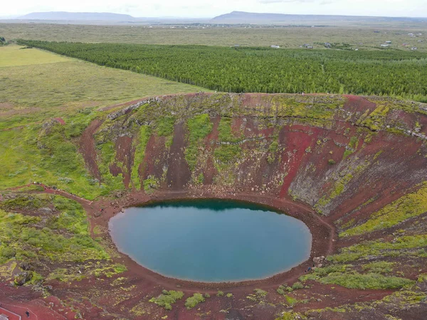 Drone View Kerio Crater Island Iceland — Fotografia de Stock