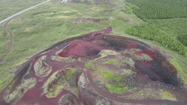 Drone View Kerio Crater Island Iceland — Stockvideo