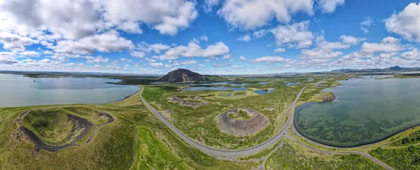 Drónra Néző Kráter Közelében Myvatn Izlandon — Stock Fotó