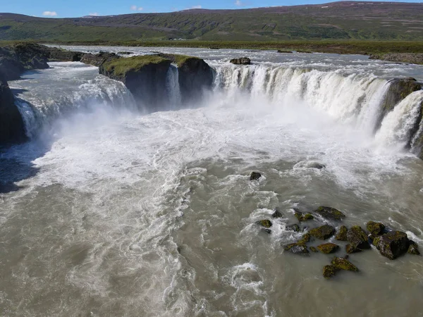 Drone View Godafoss Waterfall Iceland — 스톡 사진