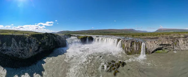 Drone View Godafoss Waterfall Iceland — стоковое фото