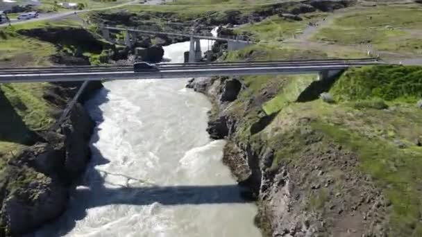 Drone View Godafoss Waterfall Iceland — Vídeo de stock