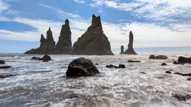 Sea stacks of Reynisfjara Beach near Vik on Iceland