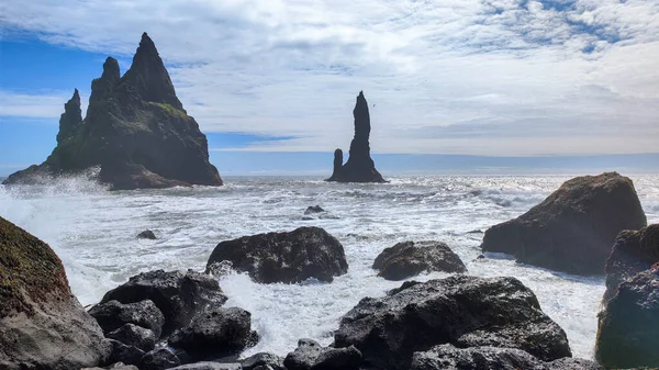 Sea Stacks Reynisfjara Beach Vik Iceland — 图库照片