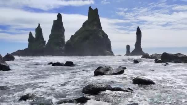 View Reynisfjara Beach Vik Iceland — Αρχείο Βίντεο