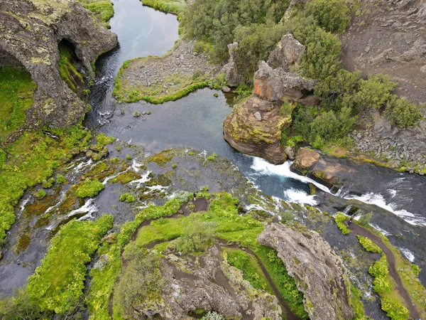 Drone View Waterfalls Gjain Iceland — Photo