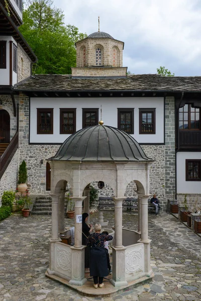 Velebrdo Macedonia May 2022 People Visitng Bigorski Monastery Macedonia — стоковое фото