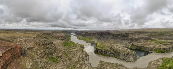 Drone View Dettifoss Waterfall Iceland — Fotografia de Stock
