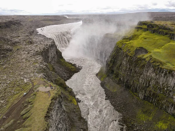 Drone View Dettifoss Waterfall Iceland — 스톡 사진