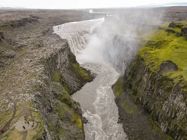 Drone View Dettifoss Waterfall Iceland — стокове фото