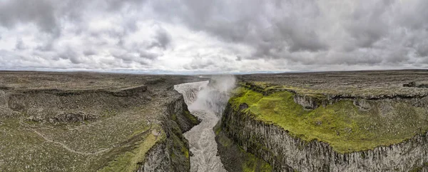 Drone View Dettifoss Waterfall Iceland — стоковое фото