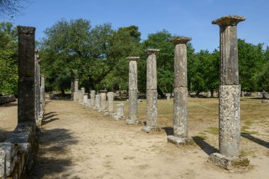 View at the archeological site of Ancient Olympia on Greece