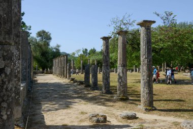 View at the archeological site of Ancient Olympia on Greece
