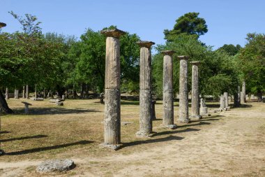 View at the archeological site of Ancient Olympia on Greece