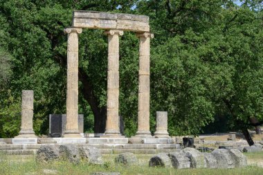 View at the archeological site of Ancient Olympia on Greece