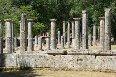 View at the archeological site of Ancient Olympia on Greece