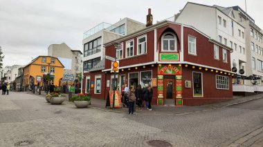 Reykjavik, Iceland - 10 July 2022: the pedestrian zone of Reykjavik on Iceland