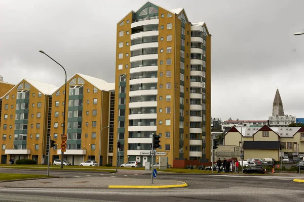 Traditional and modern buildings at Reykjavik on Iceland