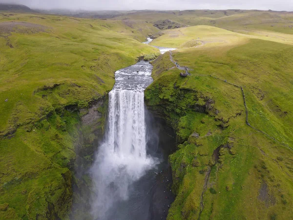 Drone View Skogafoss Waterfall Iceland — ストック写真