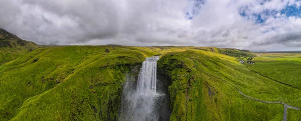 Drone View Skogafoss Waterfall Iceland — ストック写真