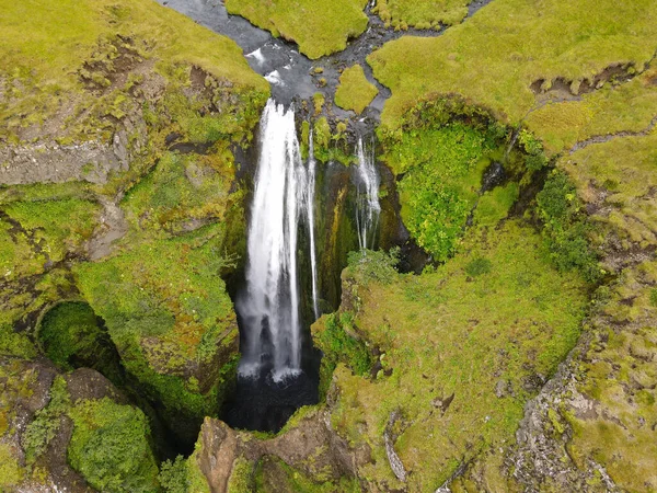 Drone View Gljufrabui Waterfall Iceland — Stockfoto