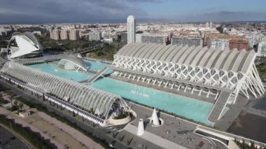 Il mioDrone view at the City of Arts and Sciences of architect Santiago Calatrava at Valencia in Spain filmato 4
