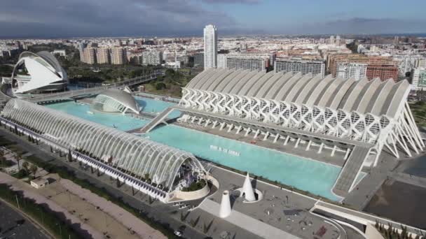 Miodrone View City Arts Sciences Architect Santiago Calatrava Valencia Spain — ストック動画