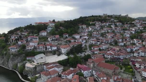 Pohled Město Ohrid Makedonii — Stock video