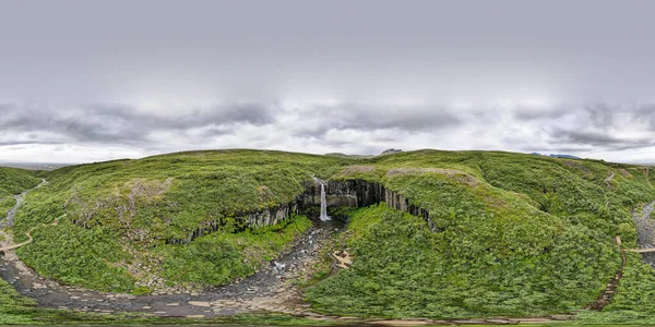 Вид Дрона Водопад Свартифосс Национальном Парке Скафтафель Исландии — стоковое фото