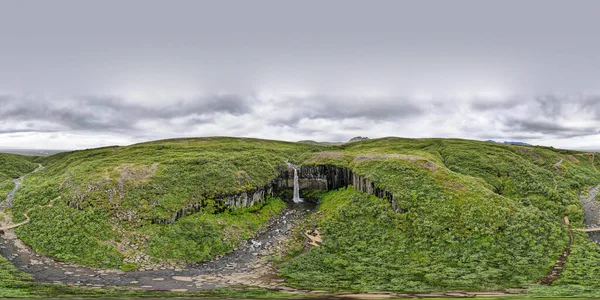 Drone View Svartifoss Waterfall Skaftafell National Park Iceland — 스톡 사진