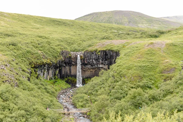 Drone view at Svartifoss waterfall on Skaftafell national park in Iceland
