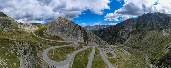 Drone View Tremola Old Road Gotthard Pass Switzerland — Stockfoto
