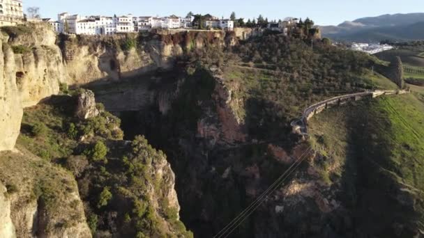 Drone View Old Bridge Ronda Andalusia Spain — Vídeo de stock