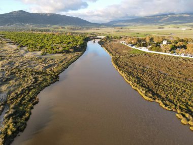 Drone view at the beach near Tarifa on Andalucia in Spain