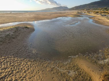 Drone view at the beach near Tarifa on Andalucia in Spain