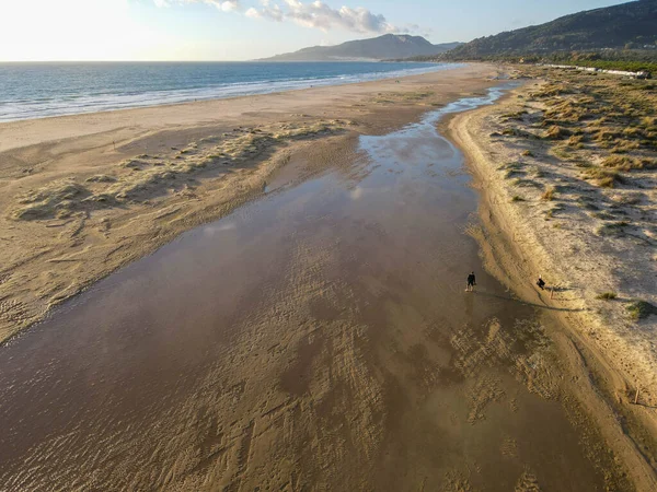 Drone View Beach Tarifa Andalucia Spain — Stockfoto