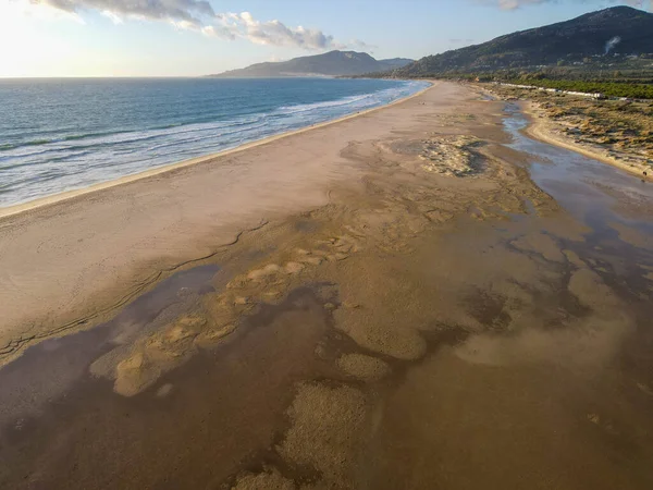 Drone View Beach Tarifa Andalucia Spain — Zdjęcie stockowe