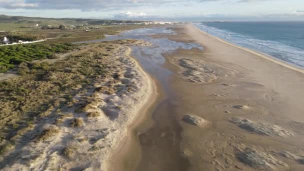 Drone View Beach Tarifa Andalucia Spain — 图库视频影像