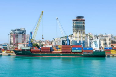 Durres, Albania - 5 May 2022: the port of Durres on Albania